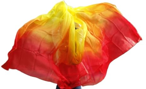 DUNSBY Bauchtanz-Schleier Bauchtanz-Schleier for Damen, Schal, Seidenschleier, Bauchtanz, Rot, Orange, Gelb(15,90x200cm)