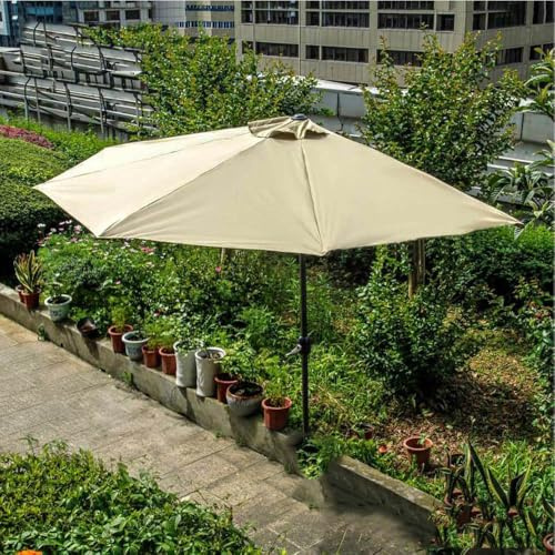 Ombrellone da esterno da 3 m, a mezza luna, con manovella, ideale per cortile, veranda, balcone, tavolo da giardino, parasole beige per rilassarsi