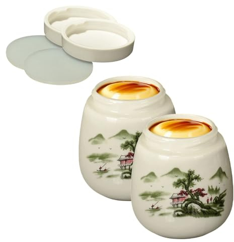 Genérico Hueveras, Paquete de 2 Hueveras Vintage De Cerámica con Tapa, Cocedor De Huevos, Cocedor De Porcelana De 220 Ml con Tapa para Cocinas Domésticas Hoteles Restaurantes Apartamentos Y Negocios