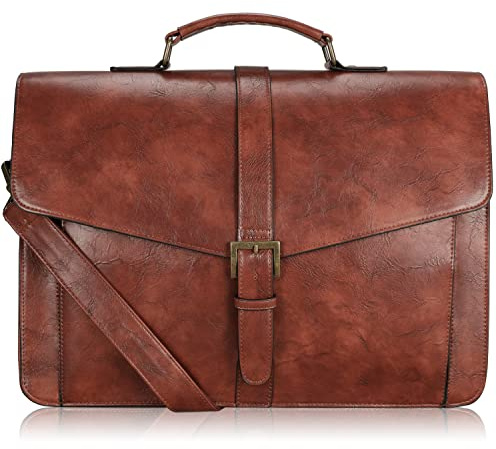 ESTARER Aktentasche Herren PU Leder Arbeitstasche Groß Laptop Umhängetasche für Arbeit, Büro, Business, Lehrertasche