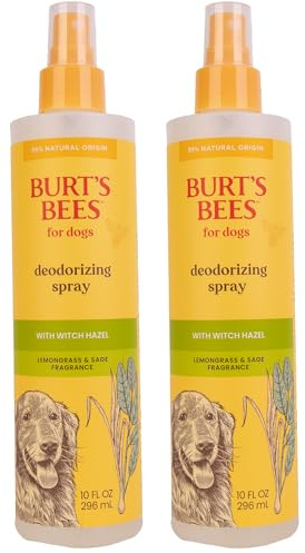 BURT'S BEES FOR PETS Deodorizing Spray for Dogs with With Hazel, Lemongrass and Sage Fragrance, 99% Natural Origin Formulas, Best Waterless Dog Shampoo - Gentle Dry Shampoo for Dogs, 10 oz - 2 Pack