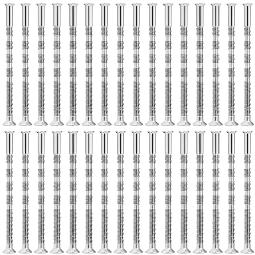 CYLBAQ 32 Sets Door Handle Screws M3 Cabinet Handle Screws with Sleeve Nickle Plated Adjustable Length Fixing Screws for Door Handle Roses Knobs Door Lock and Escutcheons