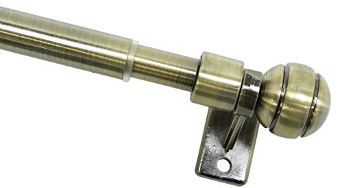 Gardinia 4150 Caféhausstange Meran Ø 8/10 mm, Metall, ausziehbar 60-100 cm, inklusiv 2 Träger, messing-antik