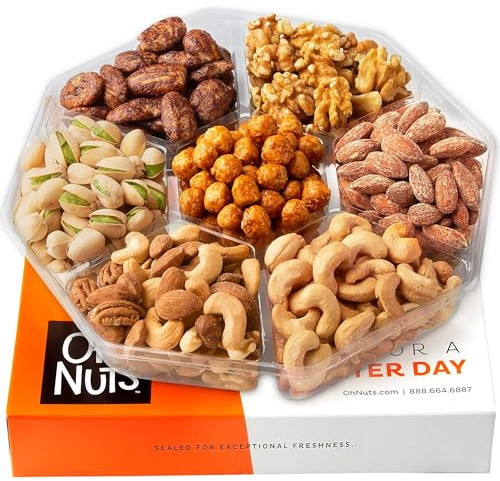 Oh! Nuts 7 Variety Nuts Gift Basket - Healthy Food Assorted Nuts Gifts Baskets - Holiday Gourmet Gift Boxes - Gift Box Ideas for Birthday, Corporate, Men and Women - Premium