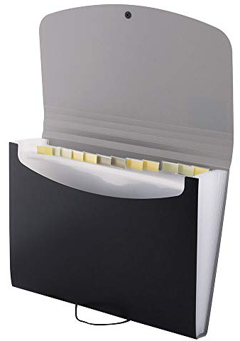 D.RECT fackmapp mapp expanderbara dokumentmappar 12 fack A4 svart 007541