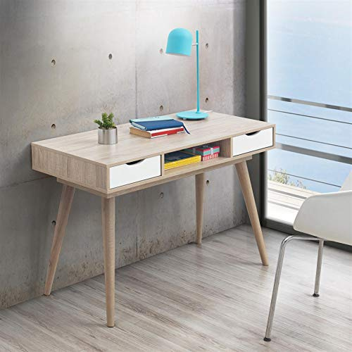 TAD TIMBER ART DESIGN UK TAD144 - Scandinavian Laptop Computer Desk Office Furniture Retro Nordic Table White