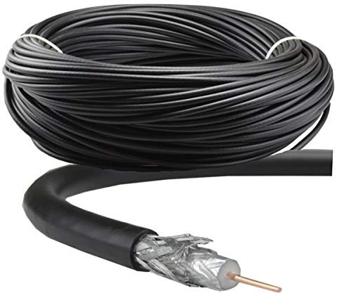 Satellite RG6 Freesat Digital TV Aerial Coax Cable Coaxial 4K Digital Ready for Sky HD, Freesat, Virgin & Polsat by MKGT® (50 Meters, Black)