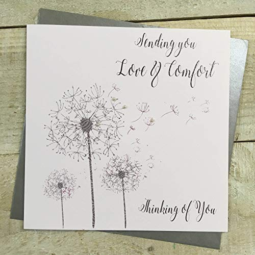 WHITE COTTON CARDS DT173 Carte de condoléances faite à la main Motif Thinking of You