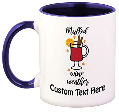 Custom Ceramic Colorful Coffee Mug 11 Ounces Mulled Wine Weather Wine Glass Style B Tea Cup Christmas Spiced Wine Blue Inner Handle
