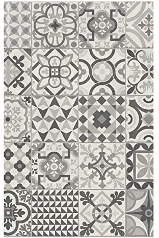 Tadi & Imperio1979 Alfombra vinílica hidráulica de baldosas Multicolor para Cocina, Pasillo, Aseo, dormitorios con revés PVC Antideslizante., ALHAMBRA-05, 60x120 cm