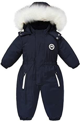 Bambino Ragazze Tute da Neve Pagliaccetto Bambini Impermeabile Pagliaccetti Giacche da Sci Abito Ragazzi Pile Cappotto Antivento Capispalla Blu 18-24 Mesi
