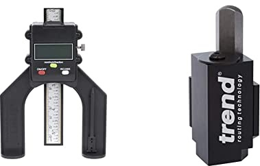 Trend GAUGE/D60 Digital Depth Gauge with 60mm Jaw Opening for Setting Rebates and Grooves, Black, 240V & C Corner Wood Chisel for Square Hinge and Lock Face Fitting, Black, 70mm