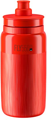 Elite Bidón Fly Tex 550ml Rojo, Botella Ligera 51g Textura Antideslizante Alto Flujo, Sin BPA, Carretera MTB