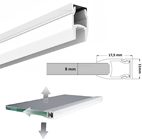TOT ELECTRIC 2 metri Profilo in alluminio per strisce strip led illuminazione bordo Mensole mensola di vetro 8mm
