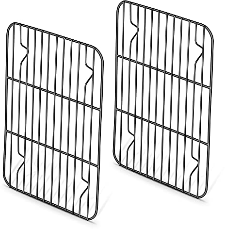 Herogo Cooling Rack, Wire Grill Rack Set of 2, 22x16 cm, Stainless Steel Oven Shelf with Non-Stick Coated, Ideal for Baking Cooking Roasting Grilling, Oven Safe & Non-Toxic, Easy Clean