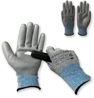 Dalton Safety x1 Pair of XL Cut Resistant Level 3 Work Gloves | HPPE Knitted Cuff, PU Coated Palm & Fingertip | Perfect as Garden Gloves, Glass Cutting & Handling Sheet Metal
