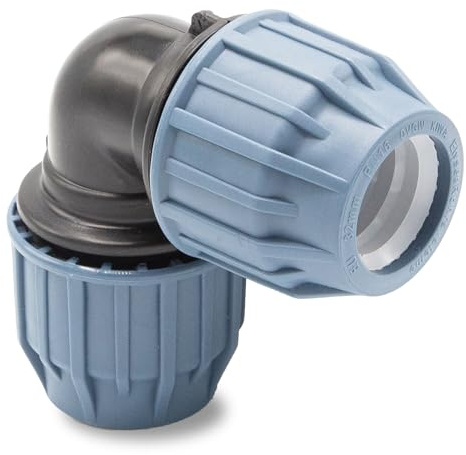 PP Kupplung I 90° Winkel 32 mm I Klemmverbinder mit 2 Anschlüssen I Klemmverschraubung I Klebe- Flexschlauchverbinder I Pool-Zubehör I Garten-Bewässerung I Druckleitung I bm310