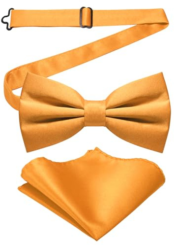 JEMYGINS Herren-Set aus Solider Mattierter Bifold-Fliege mit Einstecktuch