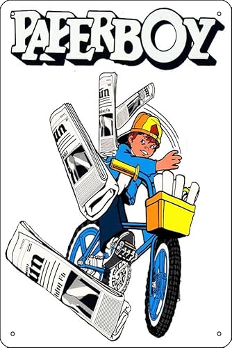 Paperboy Arcade Metal Print 8 x 12 Inch Funny Metal Tin Sign Game Room Man Cave Wall Decor