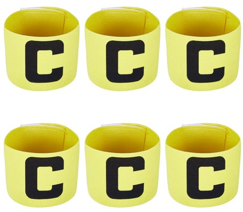 CREATCABIN 6 Stück Kapitänsbinde,Verstellbares Nylonarmband,Fußball,Basketball,Spieler,Handgelenk,Anti-Drop-Armbänder Für Erwachsene,Jugendliche,Laufen,Gehen,Wandern,Radfahren,Training,32x6.4cm,Gelb