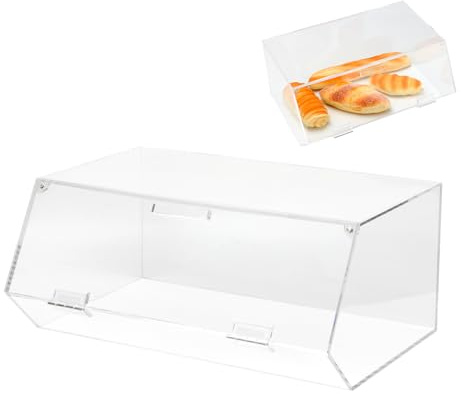 KVMORZE Acrylic Stackable Bakery Box with Non-Slip Mat, Pastry Display Case, Kitchen Pastry Container Display, Portable Storage Holder Stand for Baked Goods, Fruits, Vegetables, 15.3 x 10.4 x6.7