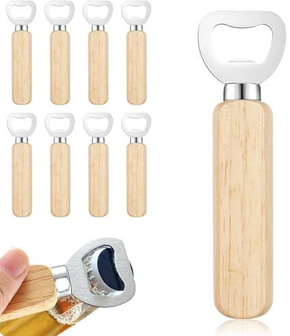 8 Stück Flaschenöffner Holz, Tragbare Bierflaschenöffner, Bottle Opener, Gravierbare Flaschenöffner, Handgehaltene Bierflaschenöffner, für Getränke, Bar, Camping, Faschingsparty, Geschenk für Männer