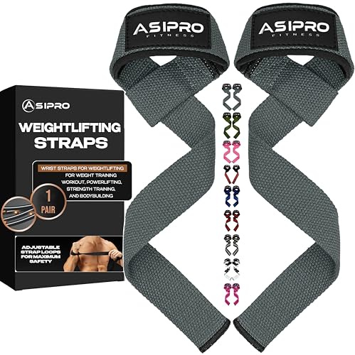 ASIPRO Lyftremmar Gym Lyftband Handledsbandage Gym Vadderade (Grå)