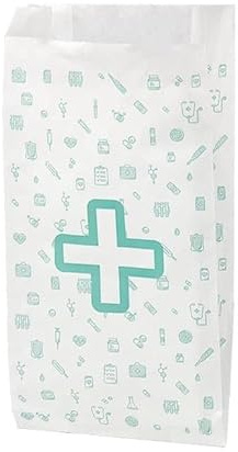 Monouso | 125 Bolsa de Papel Blanca Farmacia 35g/m² | 14+7x27 cm | Pack de 125 Unidades