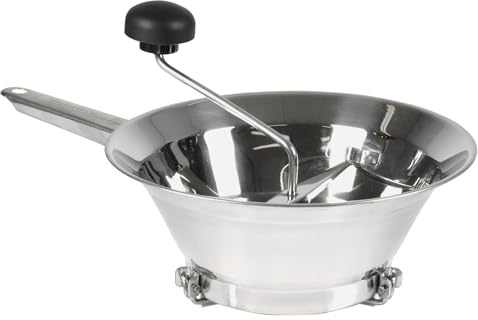 Equinox 517639 - Macinacavi manuale in acciaio inox, ø24 cm, 2 griglie incluse: macinazione facile, puree, zuppe, composte, lavabile in lavastoviglie
