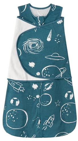 SIMYJOY Baby Schlafsäcke Neugeborene,Pucksack Baby Wearable Wickeldecke & Swaddle Transition,3-fach Verstellbarer Babyschlafsack mit 100% Baumwolle,Planet