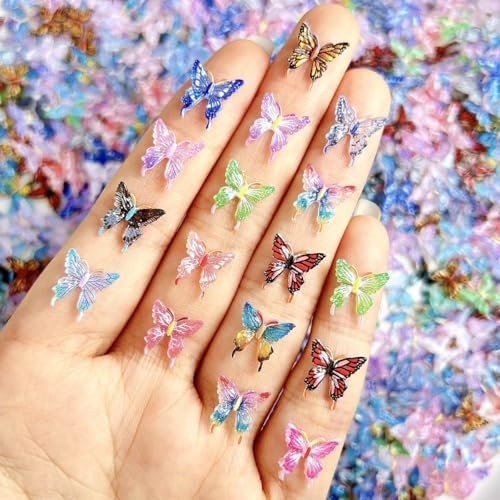 Auiremrti 40 pièces d'accessoires de nail art papillon, strass papillons colorés 3D, pierres précieuses pour ongles, diamants papillons mignons, décorations d'été pour ongles