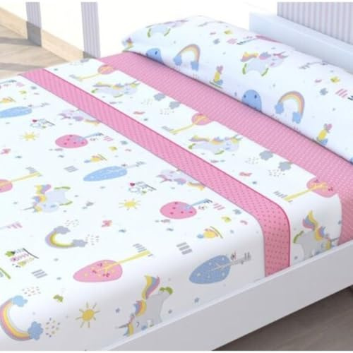 HM'S HOME'SECRET Juego de Sábanas de 100% Microfibra, 3 Piezas, Varios Modelos y Tamaños. (Cama 105cm, Infantil Unicornio)
