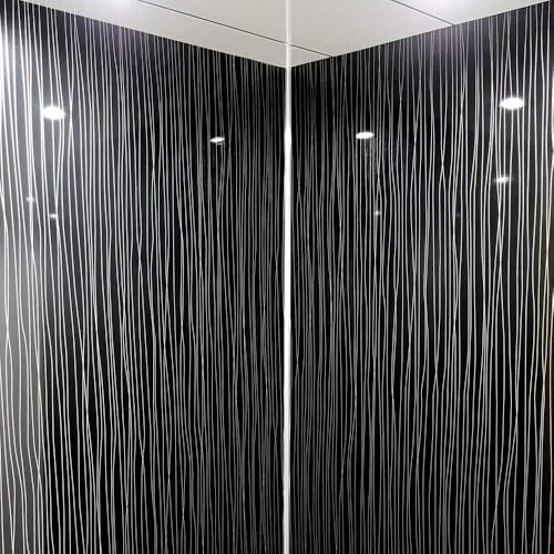 4 x Black String Marble Ceiling Panels 5mm x 250mm x 2700mm Easy to Install Waterproof Bathroom Wall Panels