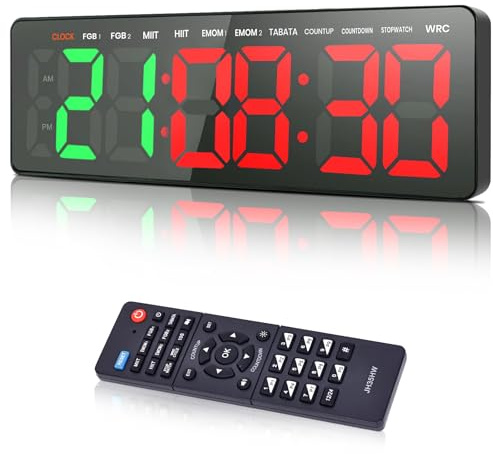 Manoive Timer Sport Minuteur Fitness, 16.5 Grand Ecran Timer, Horloge, Chronomètre, Minuteur Fitness Mural avec Télécommande, Volume&Luminosité Réglable,pour Home Gym Garage Entraînement