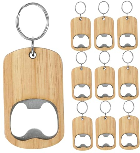 UKCOCO 10 pièces Lot de Porte Clés Ouvre Bouteille Bois Robuste Petit Décapsuleur Manuel pour et Soda Accessoire Portable pour Fête et DIY Personnalisable