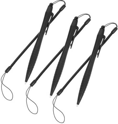 Stylet Tactile Haute Sensibilité 3 Pièces Abs Noir pour Dessin | Dragonne Anti-perte, Protection D’écran, Précision Tactile, Usage pour Écrans Résistifs et Contrôle Industriel