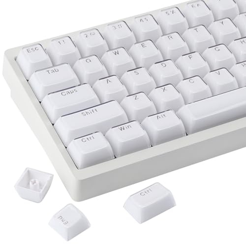 Sunzit Crystal Jelly White Keycaps, MDA Profile-Clear Translucent Jade Keycaps,130 Keys Shine Through Custom Key Caps Keyboard Keycap Set for 60%,65%,75%,100% Cherry MX Keyboard Mechanical