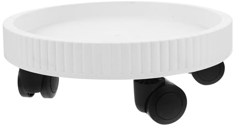 VALICLUD Plateau à Plantes Rond Blanc 250 Support Mobile à roulettes Renforcé en Plastique sous-Plat pour Pot de Fleurs Chariot Pratique pour Intérieur et Extérieur Base de Déplacement