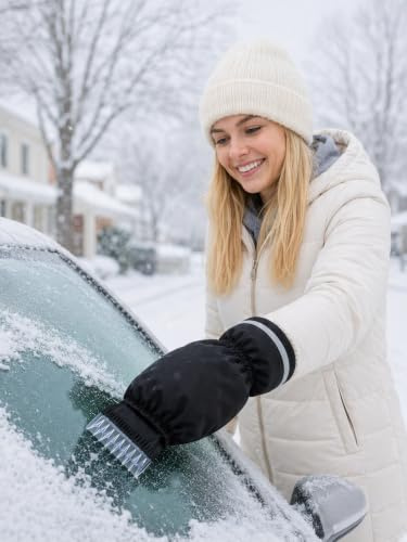 Eiskratzer mit Handschuh Auto – Warmer, wasserdichter & winddichter Schneeschaber – Robuster Eisschaber entfernt EIS & Schnee schnell – Kein Frieren, Keine nassen Hände – S&A Essentials