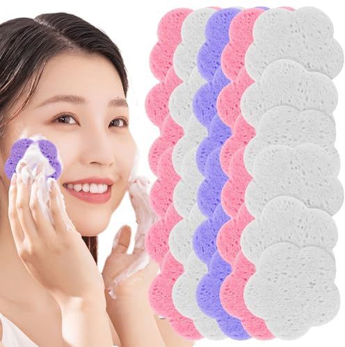 Spugnette per il viso compresse – Cuscinetto naturale a forma di | Spugne per la pulizia del viso, per trucco della pelle sensibile, estetista, uso quotidiano, viaggi, doccia, spa, casa notte