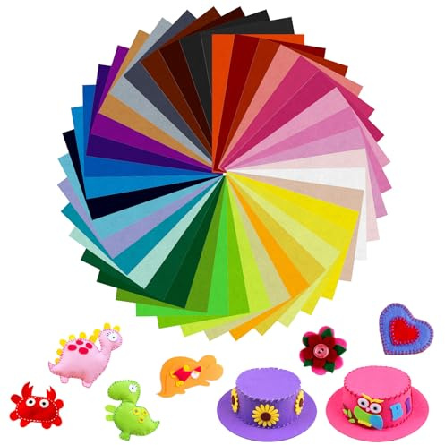 40 Stück 1 mm Filzstoff Basteln, 40 Farben A4 20 × 30 cm Filzplatten Filz zum Basteln Kinder Erwachsener Vliesstoff Stoff Filzplatten für DIY-Projekte Handwerk Nähen Projekte Patchwork Decoration
