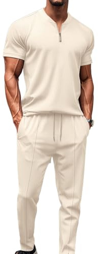MSIYOW Tuta Uomo Completa Tute da Ginnastica Tuta Sportiva Uomo per Palestra Abbigliamento Casual Estiva(S, Kaki)