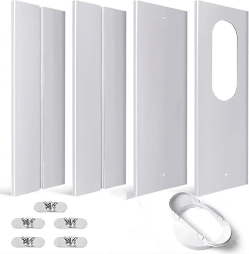 Kit Finestra Condizionatore Portatile Universale, 4 Pannelli (10x43 cm) | Regolabile Fino a 140 cm,Adattatore per Finestre e Porte Scorrevoli, Guarnizione Sigillante Senza Fori per Isolamento Termico