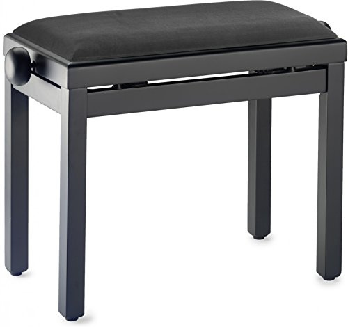 Stagg PB39 BKM VBK Klavierbank - Schwarz Matt/Velour Schwarz