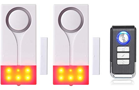 Mengshen Tür- Und Fensteralarm - Funkalarm Mit 105 db Lautem Ton Und Hellem Licht, (2 Alarm Und 1 Fernbedienung)