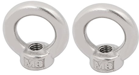 sourcingmap Lifting Eye Nut M8 Female Thread 316 Stainless Steel Round Shape for Rope Fitting Pack of 2