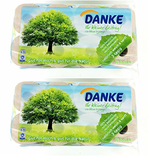 DANKE Toilettenpapier 3LG 32 Rollen aus 100% Recycling Papier sanftes Klopapier