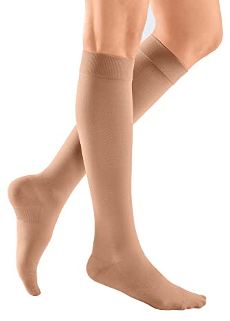 medi Duomed basic Kniestrümpfe mit Spitze Unisex | Kurz | Kompressionsstrümpfe CCL2 für Damen und Herren | Caramel | Größe V