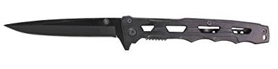 G8DS® Lock Knife mit Gürtelclip Einhandmesser Stiletto Schwarz