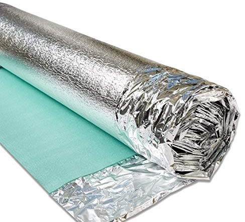 3mm Acoustic Silver Underlay for Wood or Laminate Flooring - Foil Damp Proof Membrane - by AcuStick® Brand (15m (1m x 15m))